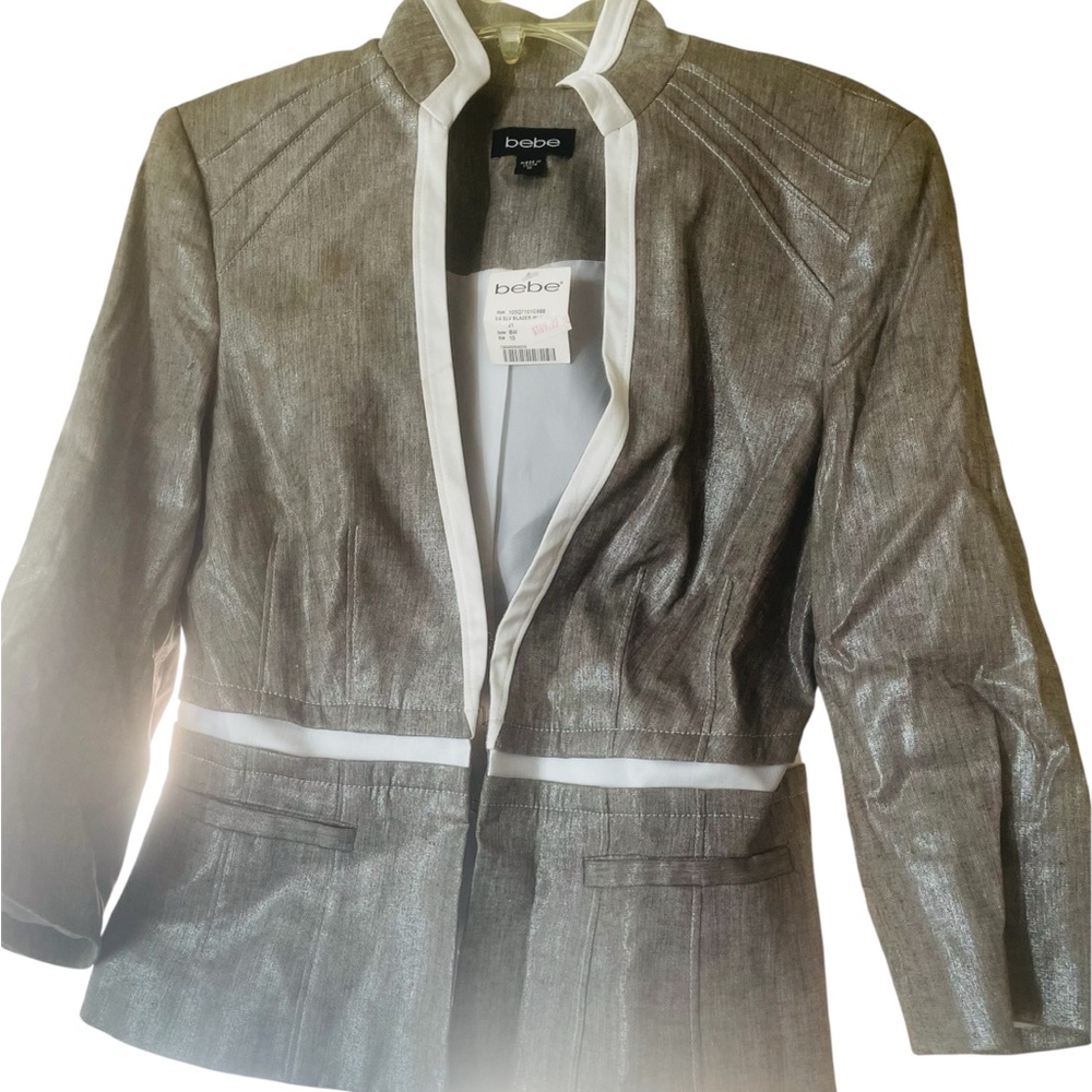 Bebe Metallic Silver Blazer